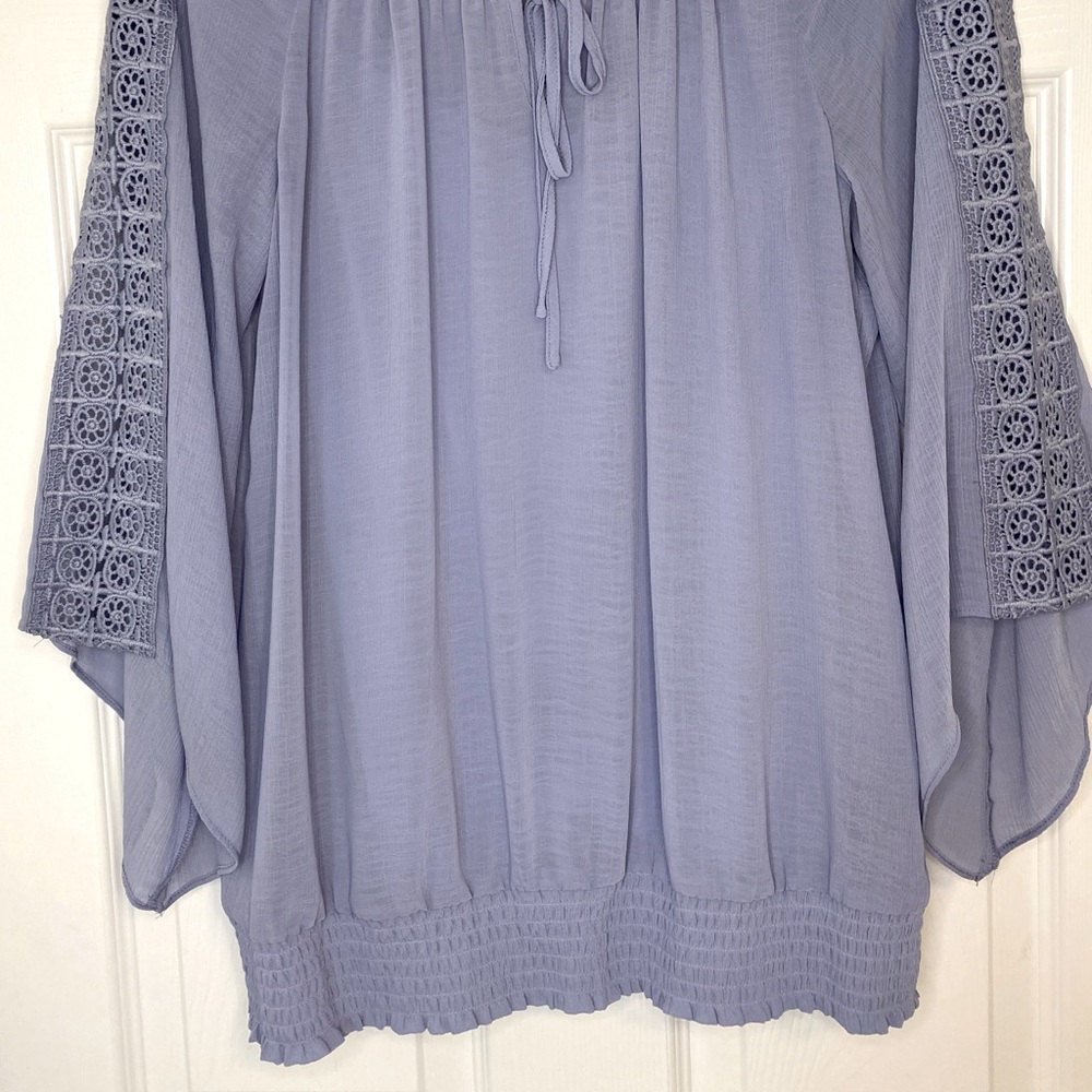 ALYX CHIFFON BLOUSE WITH EMBROIDERED SLEEVES PURPLE. Size S - Picture 3 of 7